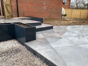 built patio with stairs